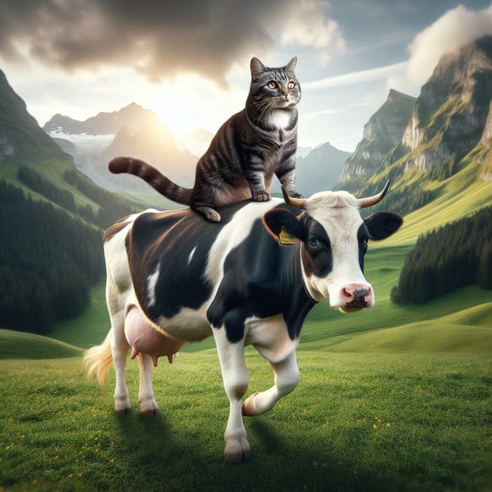 Cat Riding a Cow – Fun Animal Moments