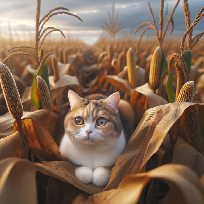 Cat in Cornfield | Charming Scenery