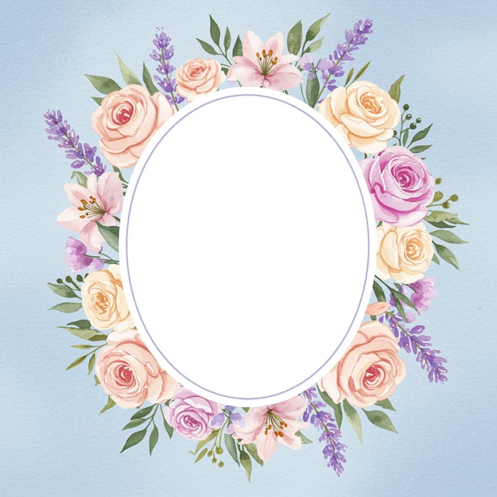 Oval Floral Frame Watercolor Art