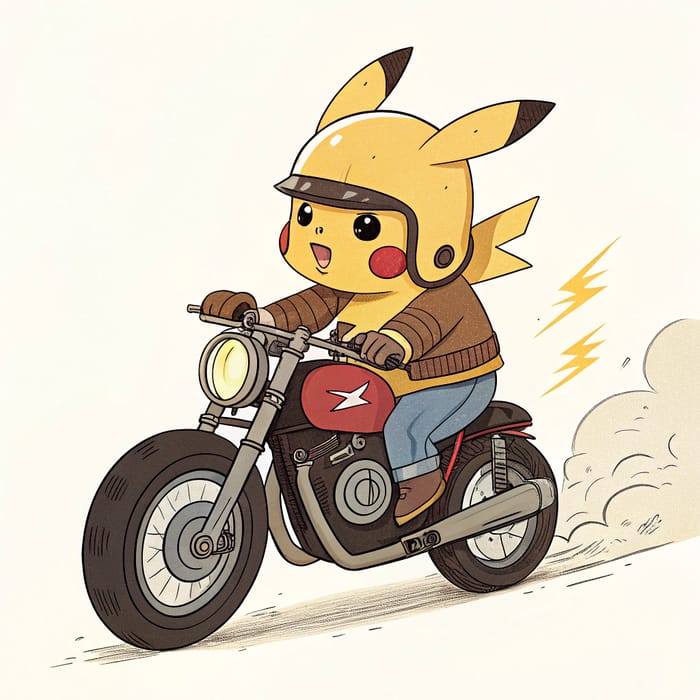 Pikachu Riding a Motorcycle - Epic Adventure