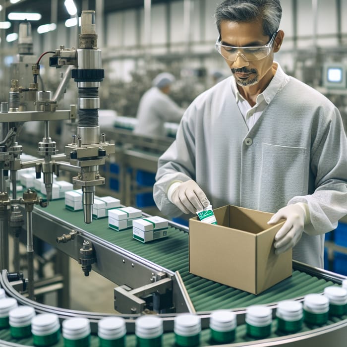 Dedicated Man Ensuring Precise Ointment Packing