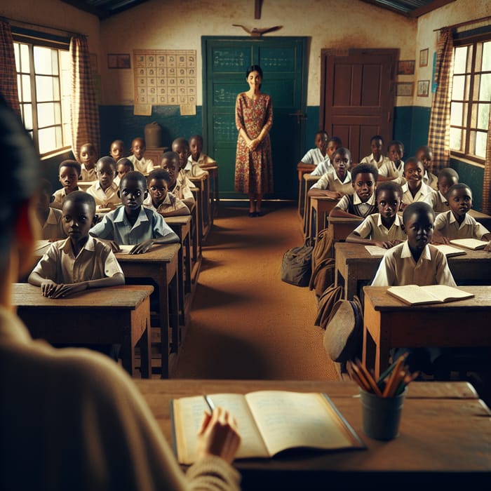 Rural African Classroom: Students and Teacher in Learning Scene