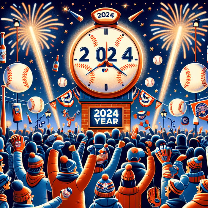 Happy New Year 2024 Baseball Celebration