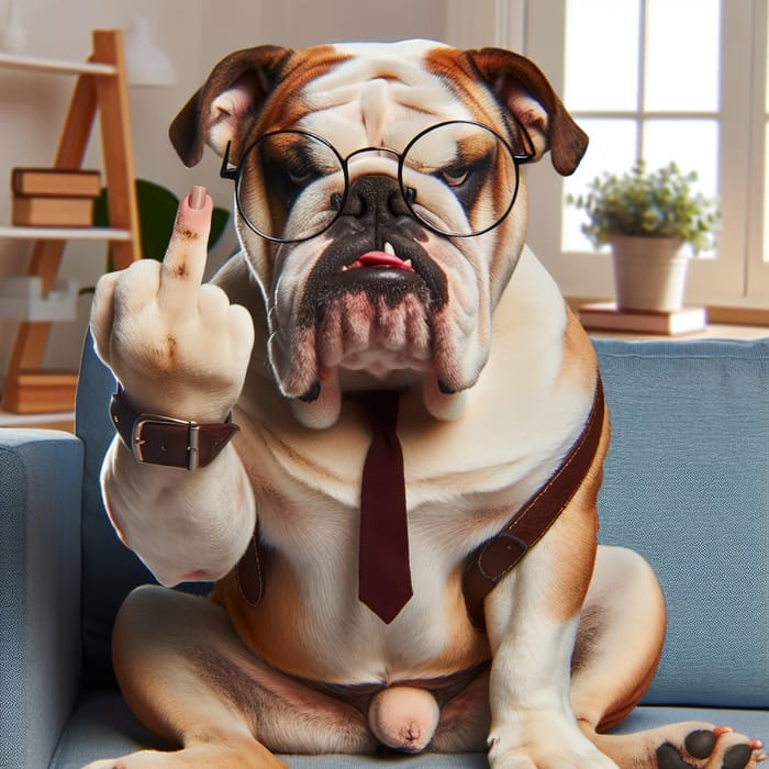 Rude Bulldog Making Gesture | Funny Dog Pic