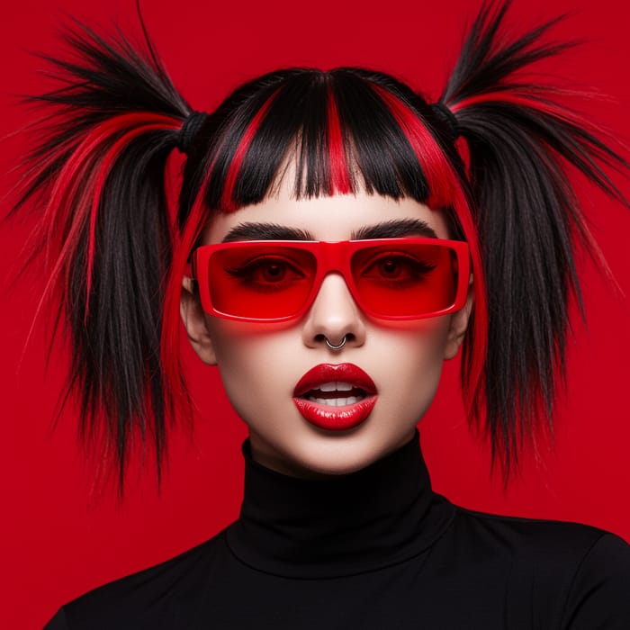 Bold Edgy Style: Red and Black Hair Inspiration