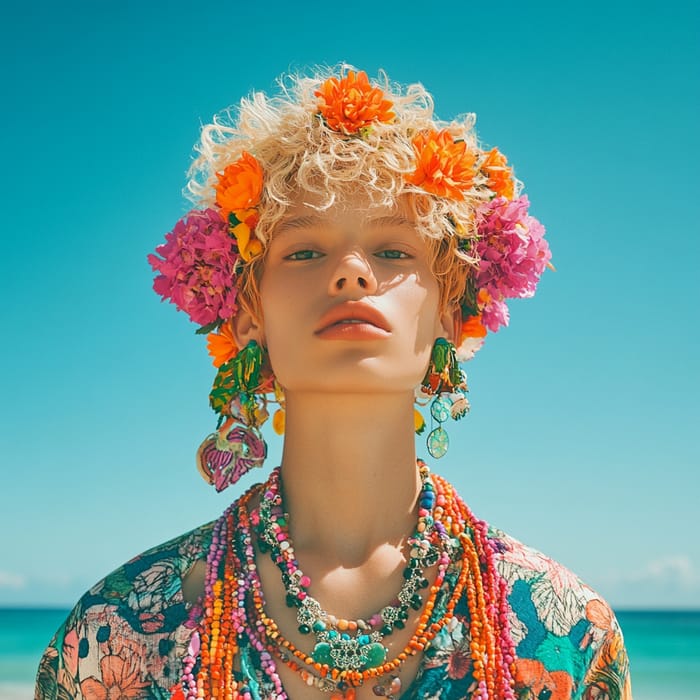 Vibrant Beach Scene with Colorful Fashion