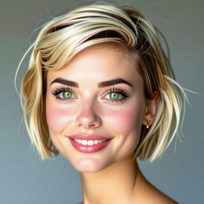 Stylish Young Woman with Short Blonde Hair