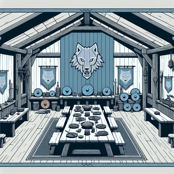 Nordic Warrior Vikings Common Room in Grey Blue