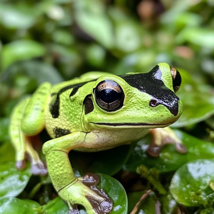 Green Frog with Black Head - Nature's Unique Beauty