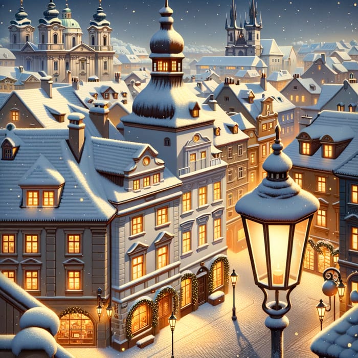 Prague-inspired Vintage Christmas Video Game | Snowy Town Charm