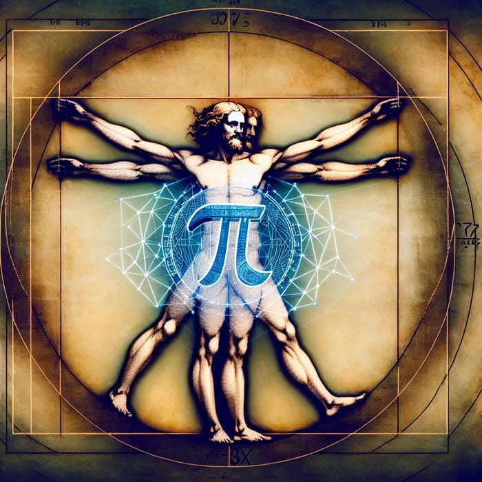 Pi Crypto Logo in Vitruvian Style | Symbolizing Pi's Measure