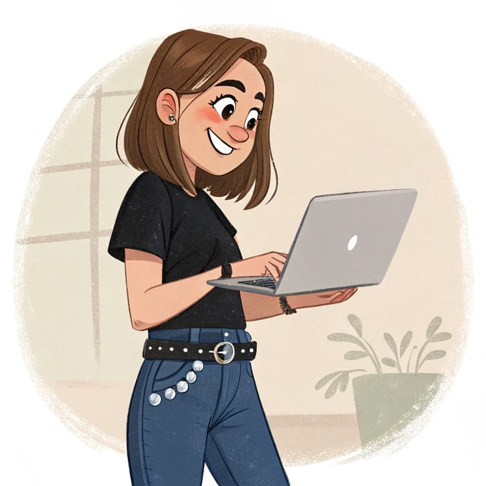 Teen Girl with Laptop: Stylish & Smiling