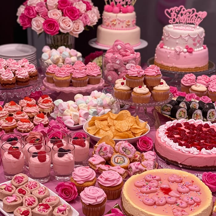 Delicious Pink Buffet Table for Celebrations