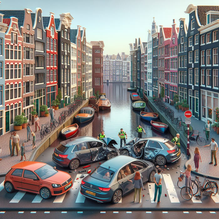 Real-Life Car Collision in Amsterdam | Urban Urban Scene