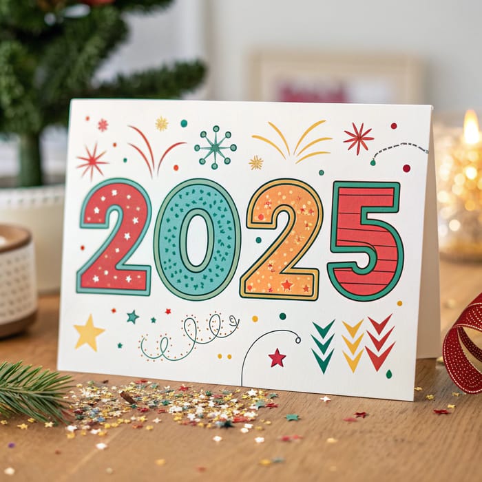 Vibrant 2025 Festive Greeting Card Design