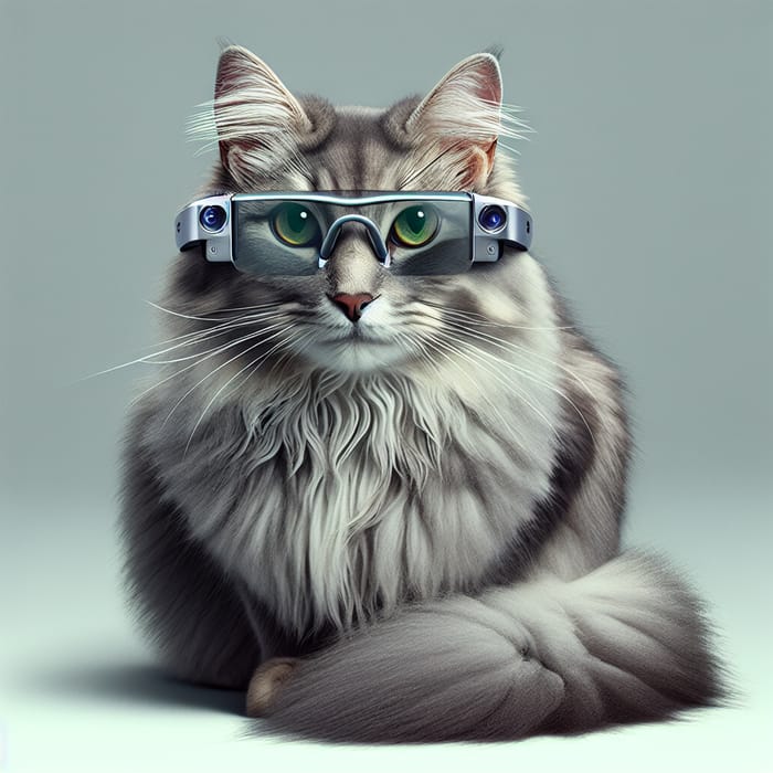 Stylish Cat in Apple Vision Pro Glasses | Future-Tech Feline