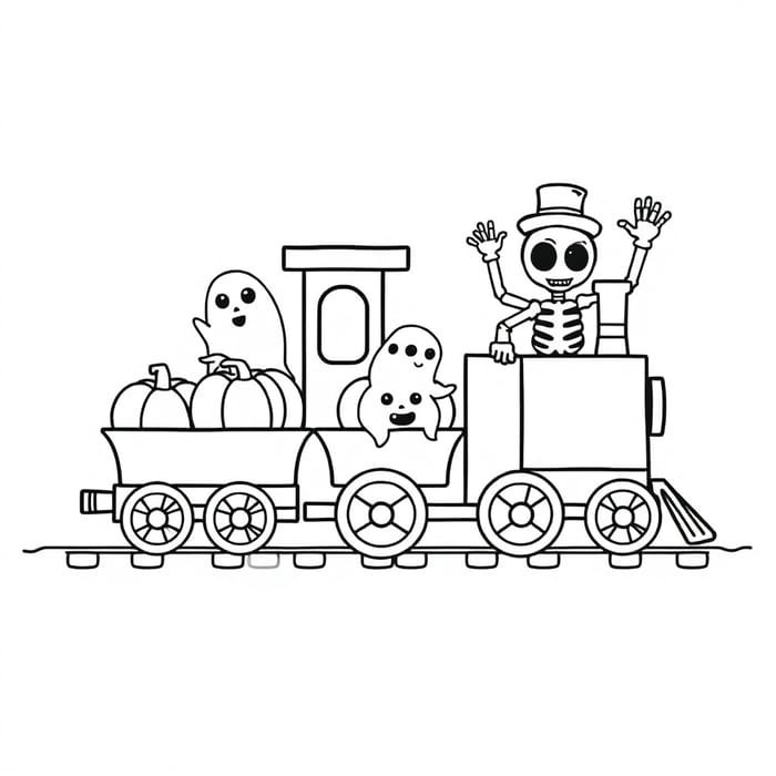 Cute Black-and-White Toy Train Coloring Page