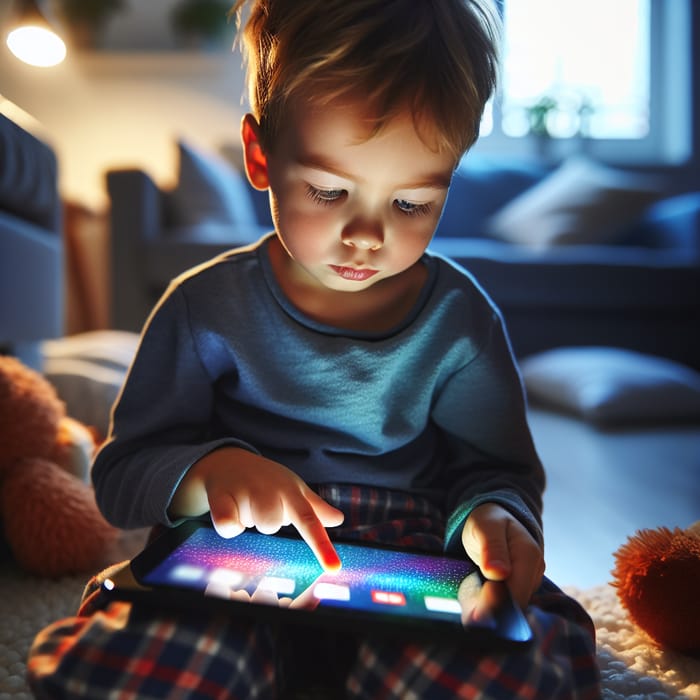 Boy Playing with LCD Tablet