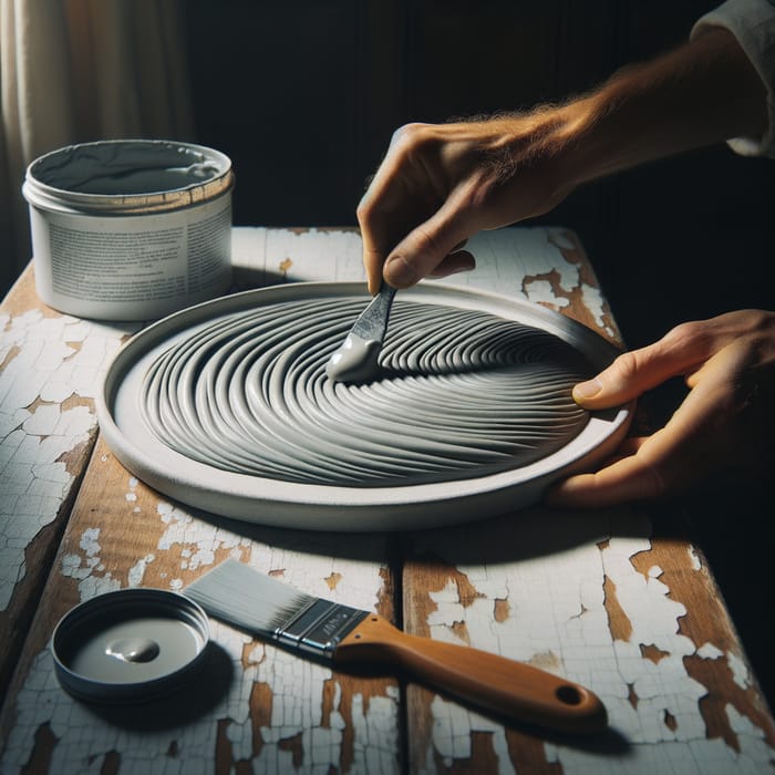 Grey Putty Design on White Plate | Table Setting Ideas