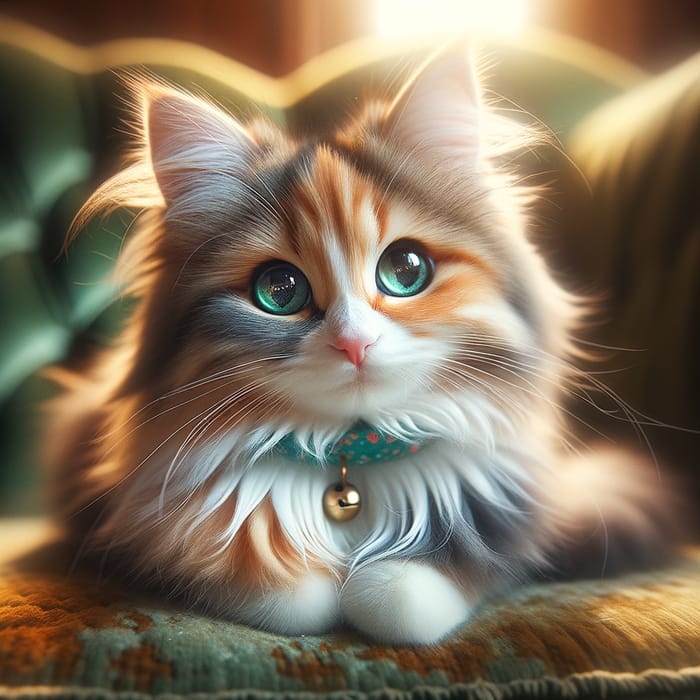 Beautiful Cat with Silken Fur and Emerald Eyes