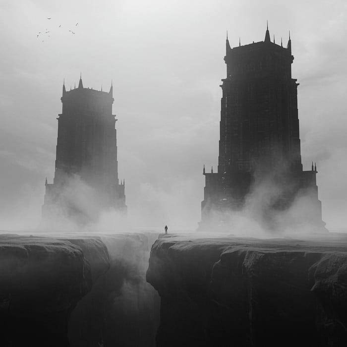 Misty Abyss Between Two Towers