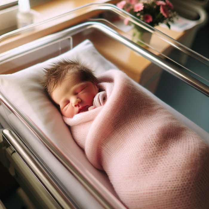 Tranquil Newborn Baby Girl Wrapped in Pink Blanket