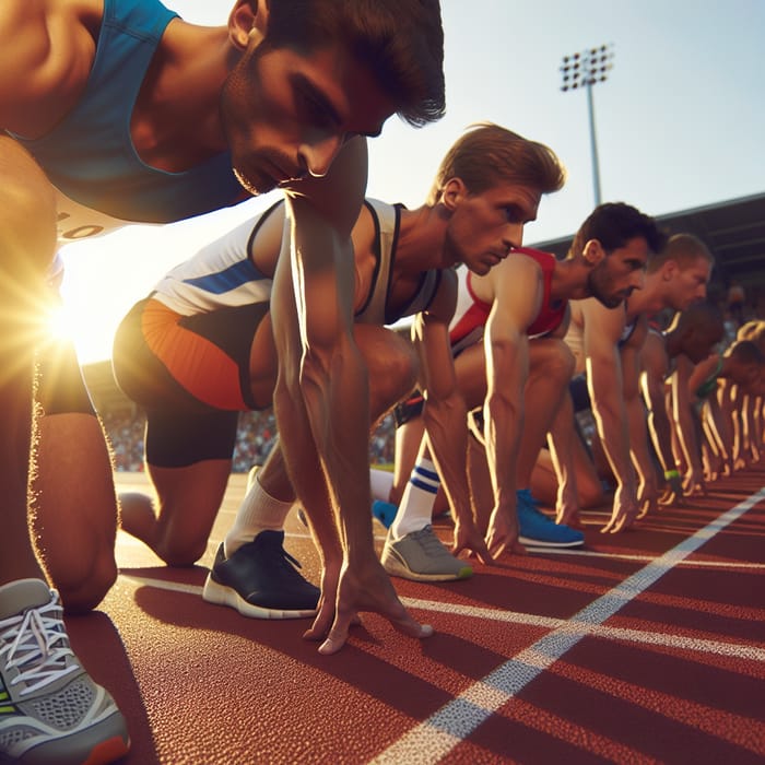 Athletes Starting Line Under the Sunshine