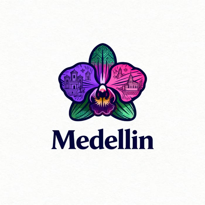 Colorful Medellin Orchid Logo Design