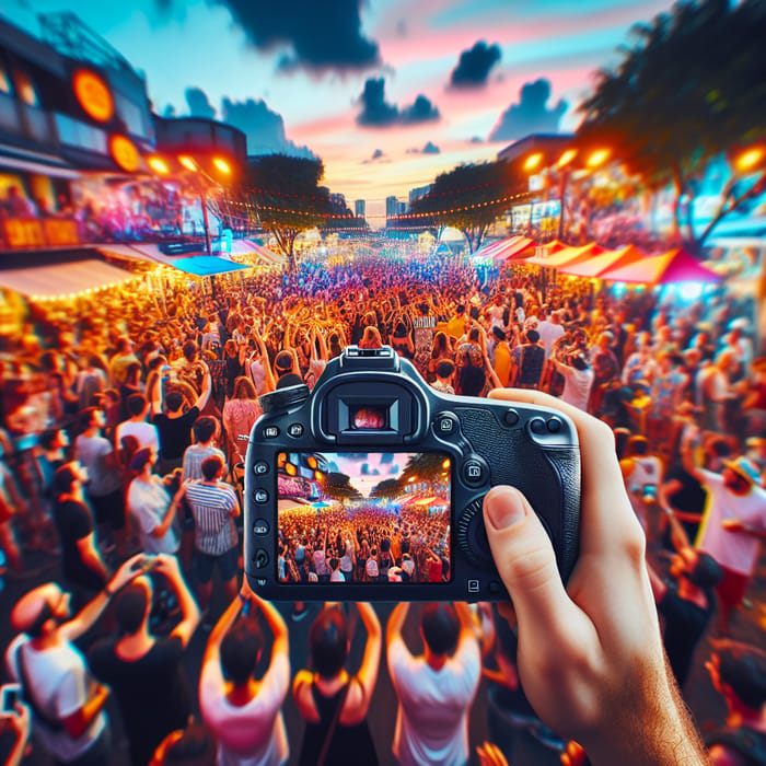 Vibrant Crowd at Lively Event | Colorful Street Photography