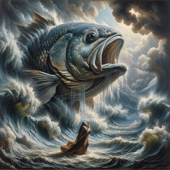 Baroque Oil Painting: Jonah in a Stormy Ocean