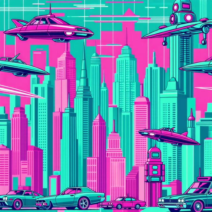 Retro-Futuristic Neon Pattern Design