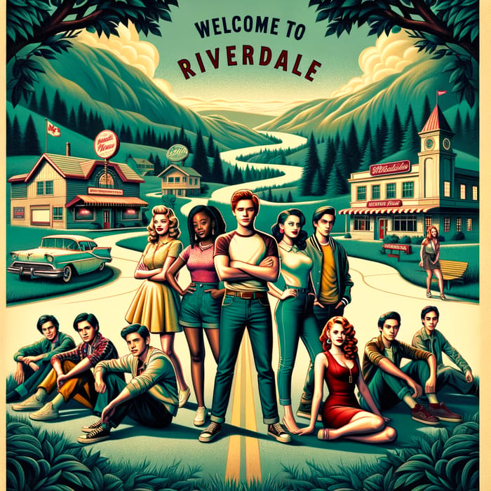 Riverdale Poster: Teenage Friends in 1950s Style