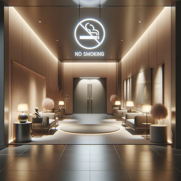 Stylish Minimalist Entrance with No Smoking Sign