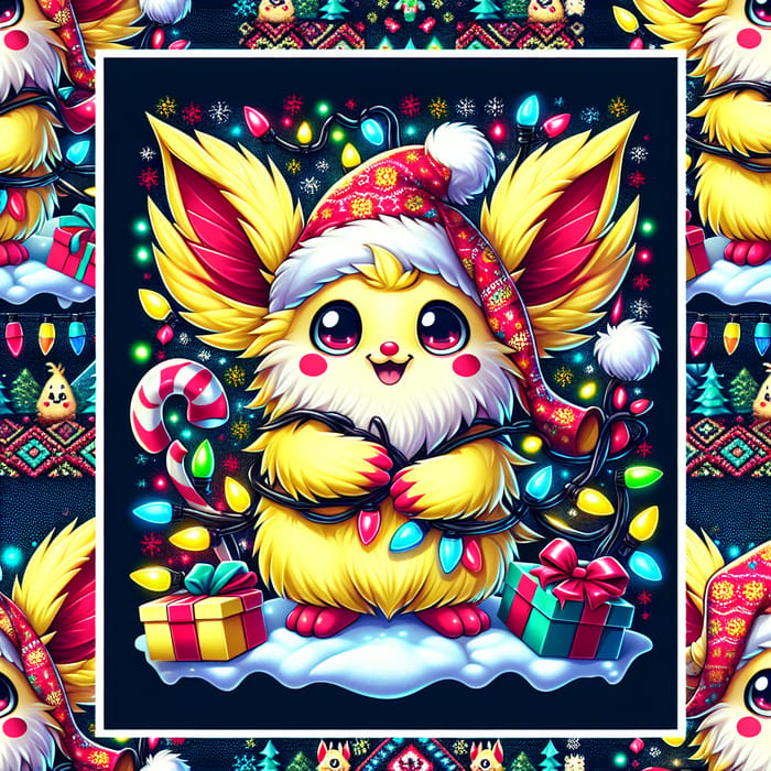 Cute Holiday Pattern with Electric Creature