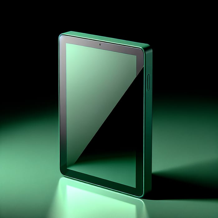 Vibrant Green Tablet on Dark Background