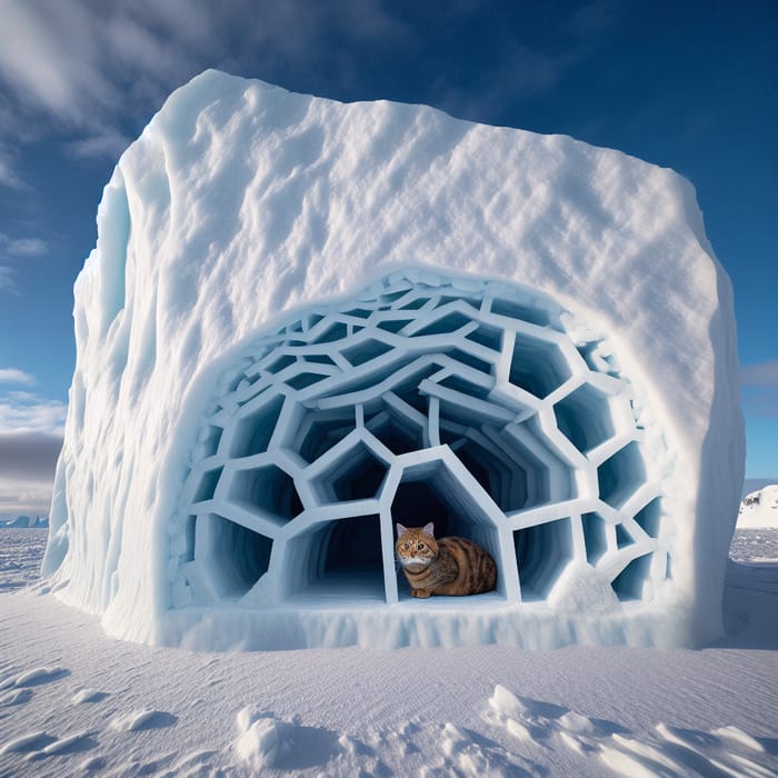 Hidden Cat House Adorned with Iceberg Background