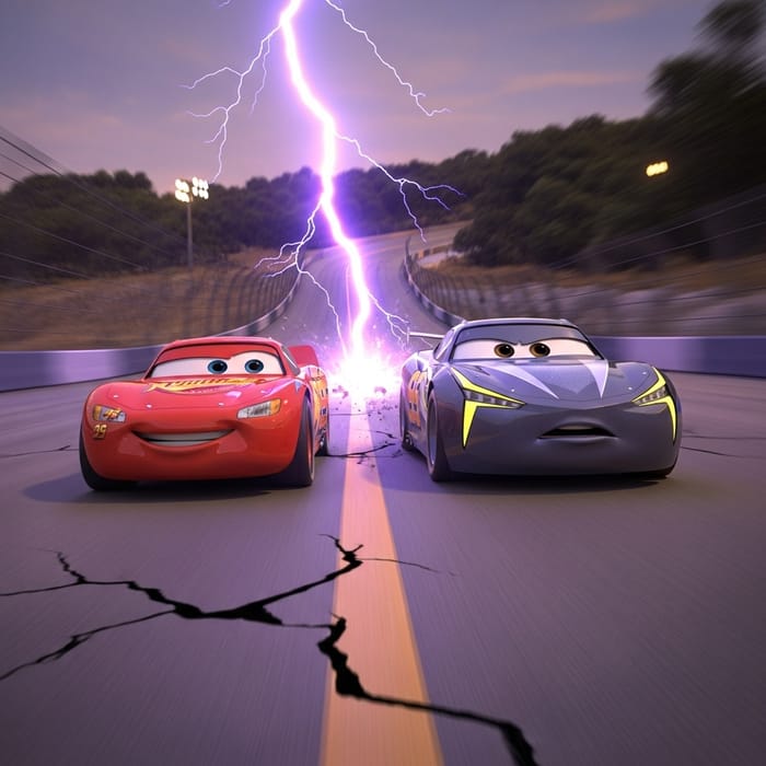 Lightning McQueen Races Past Jackson Storm Lightning McQueen Races Past Jackson Storm