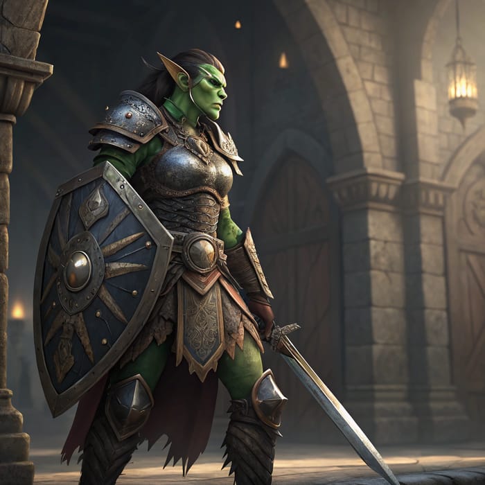 Female Orc Paladin: Fierce Fantasy Warrior