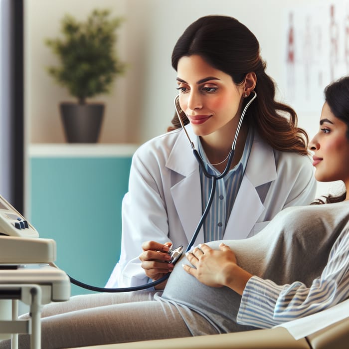 Pregnancy Health: Doctor Performing Fetal Heart Check