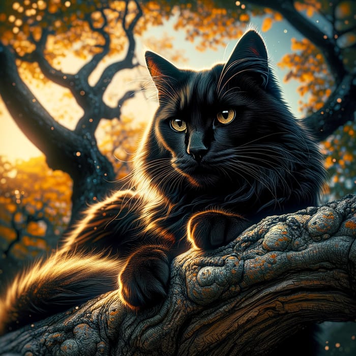 Majestic Black Cat in Vibrant Colors and High Contrast | Fierce & Alert