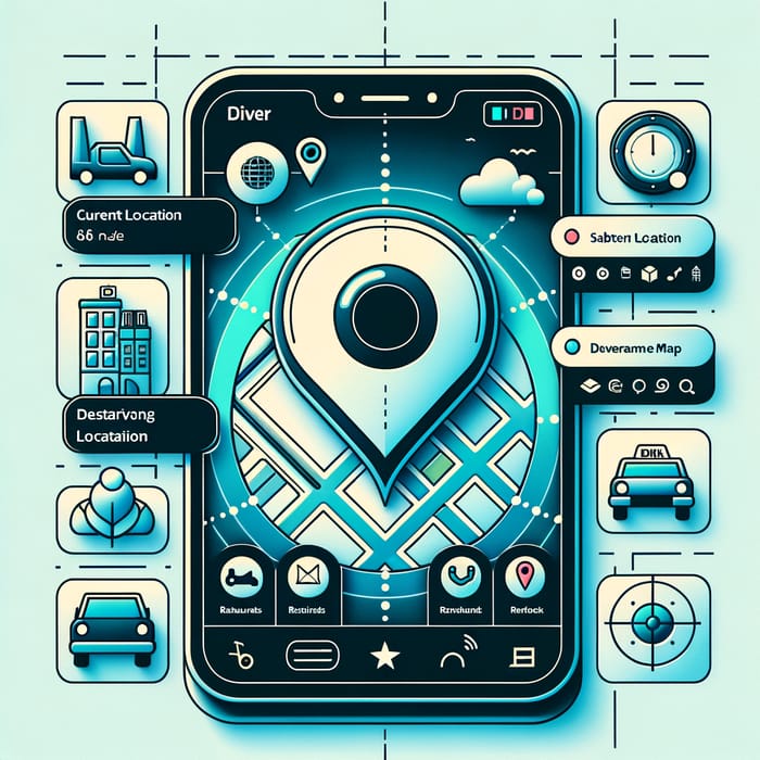 Location Map UI Design for Ride Sharing Application