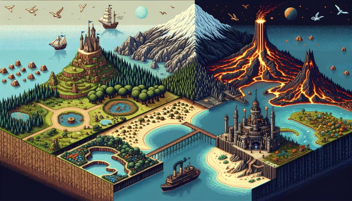 Pixel Art Adventure Map | Top-Down Pixel Image Design