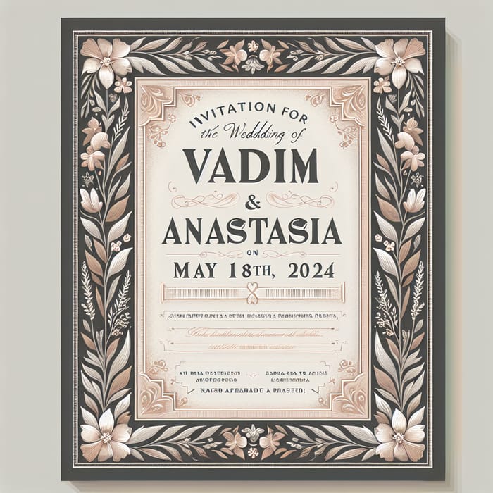 Beautifully Detailed Wedding Invitation for Vadim & Anastasia