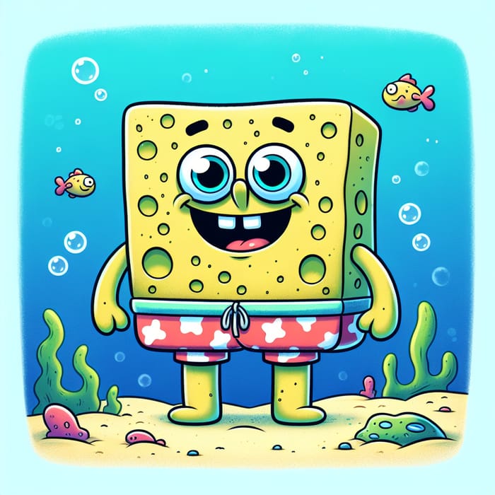 SpongeBob SquarePants in a Colorful Swimsuit