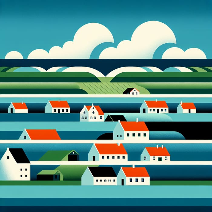 Minimalist Danish Fishing Village in Vorupør - Tranquil Scene