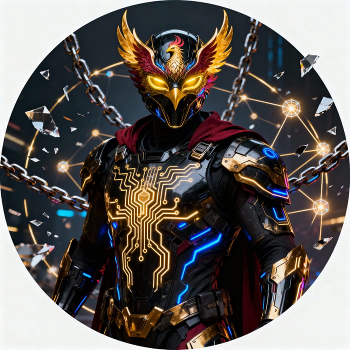 Futuristic Web3 Avatar: Guardian of Decentralization