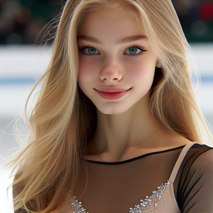 Caucasian Blonde Ice Skater - A 17-Year-Old with Green Eyes