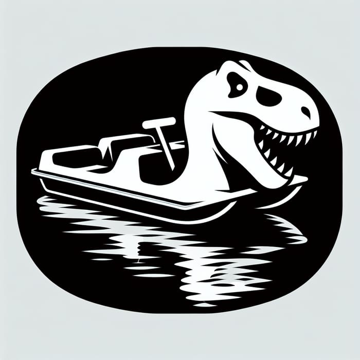 Unique T-Rex Pedal Boat Icon in Black and White