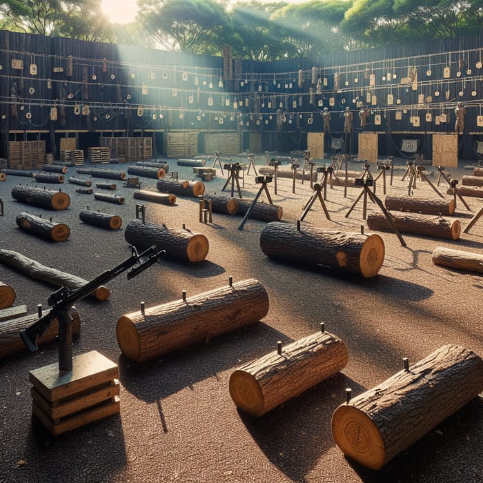 Anime-Inspired Outdoor Training Field with Log Targets