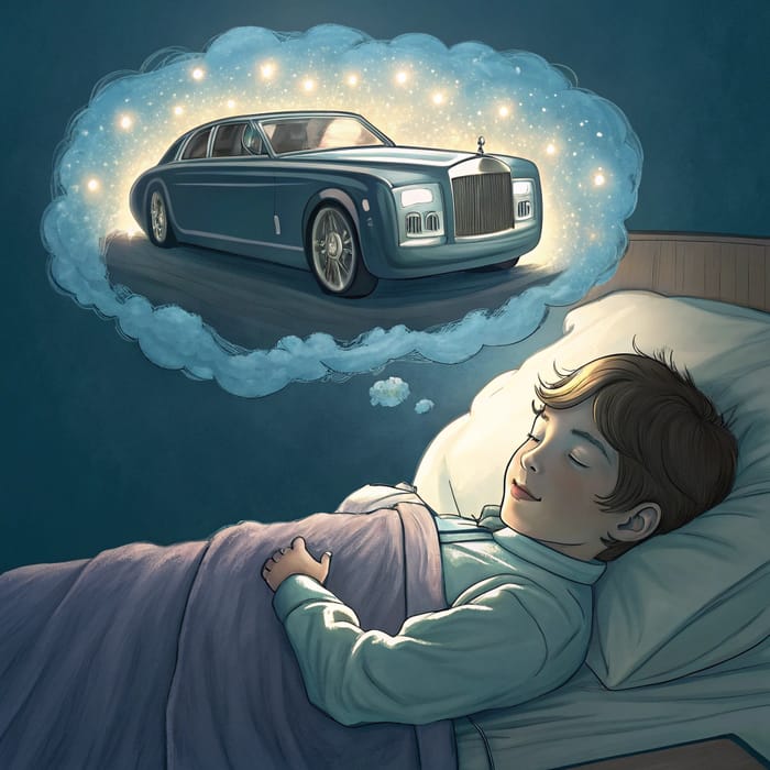 Boy Dreaming of His Rolls Royce